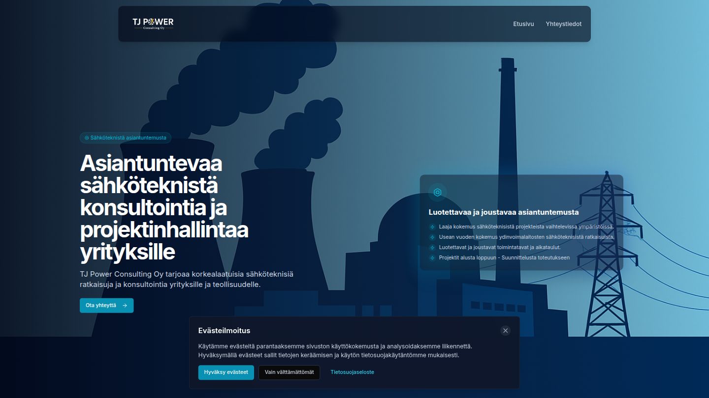 TJ Power Consulting Oy verkkosivusto - Netify referenssi